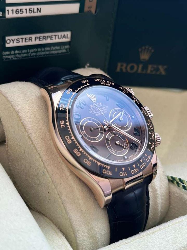 Rolex | Daytona | 116515ln | Rose gold | 40 mm | Crocodile skin | Brown | Automatic