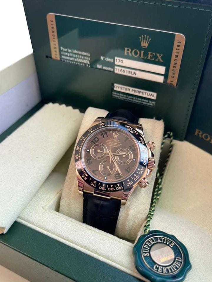 Rolex | Daytona | 116515ln | Rose gold | 40 mm | Crocodile skin | Brown | Automatic