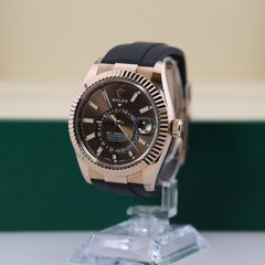 Rolex | Sky-Dweller | 326235 | Rose gold | 42 mm | Rubber | Brown | Automatic