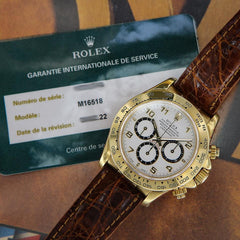 Rolex | Daytona | 16518 | Yellow gold | 40 mm | Crocodile skin | White | Automatic