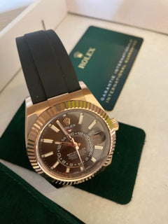 Rolex | Sky-Dweller | 326235-0002 | Rose gold | 42 mm | Rubber | Brown | Automatic