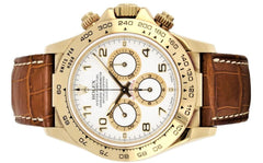 Rolex | Daytona | 16518 | Yellow gold | 40 mm | Leather | White | Automatic