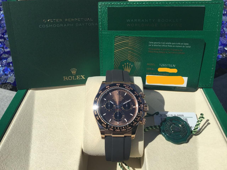 Rolex | Daytona | 126515LN | Rose gold | 40 mm | Rubber | Brown | Automatic