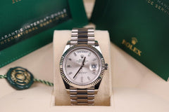 Rolex | Day-Date | 228239 | White gold | 40 mm | White gold | Silver | Automatic