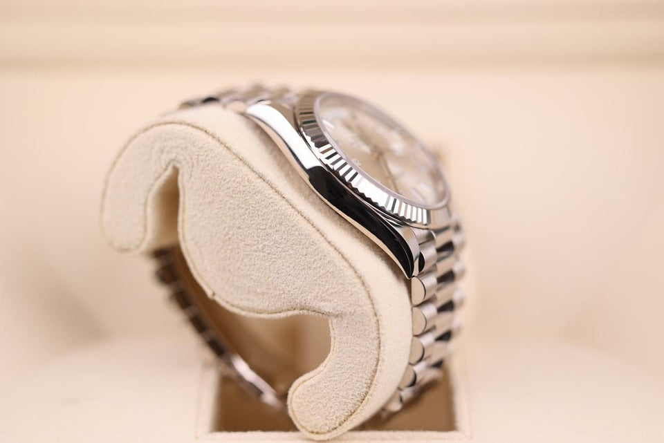 Rolex | Day-Date | 228239 | White gold | 40 mm | White gold | Silver | Automatic