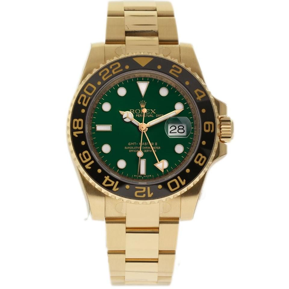 Rolex | GMT-Master II | 116718 | Yellow gold | 40 mm | Yellow gold | Green | Automatic