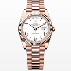Rolex | Day-Date | 228235 | Rose gold | 40 mm | Rose gold | White | Automatic