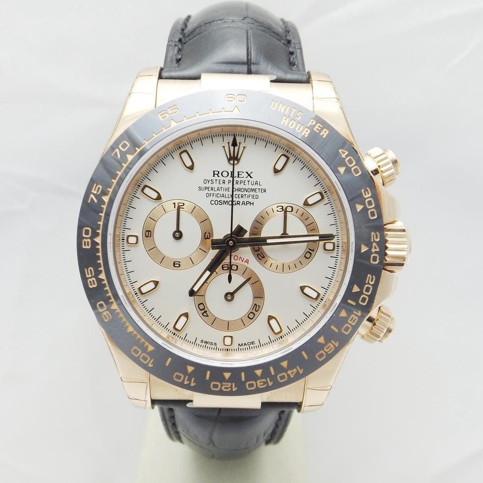 Rolex | Daytona | 116515ln | Rose gold | 40 mm | Leather | White | Automatic