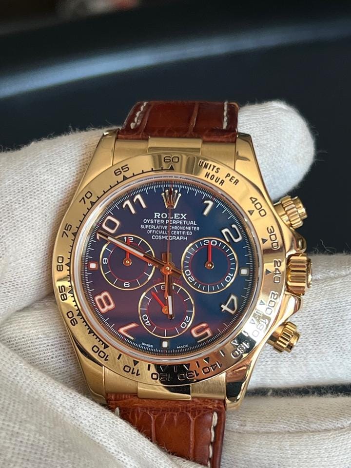 Rolex | Daytona | 116518 | Yellow gold | 40 mm | Blue | Automatic