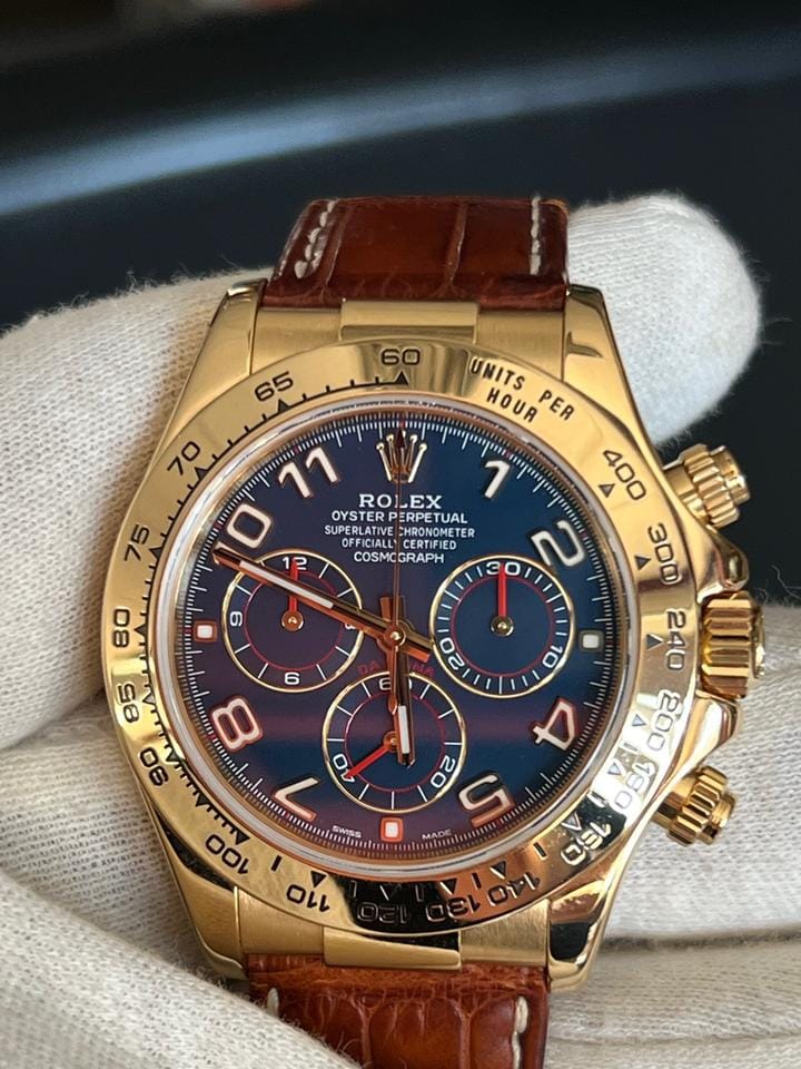 Rolex | Daytona | 116518 | Yellow gold | 40 mm | Blue | Automatic