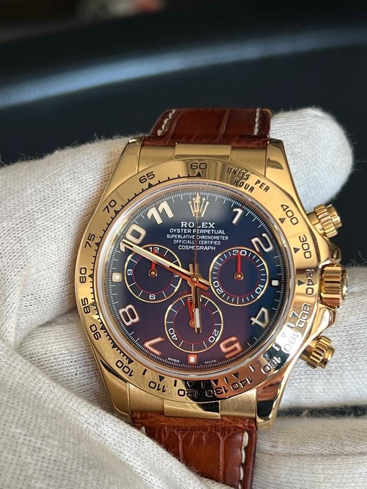 Rolex | Daytona | 116518 | Yellow gold | 40 mm | Blue | Automatic