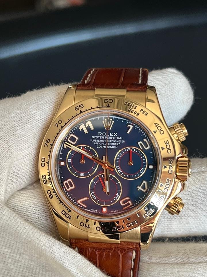 Rolex | Daytona | 116518 | Yellow gold | 40 mm | Blue | Automatic