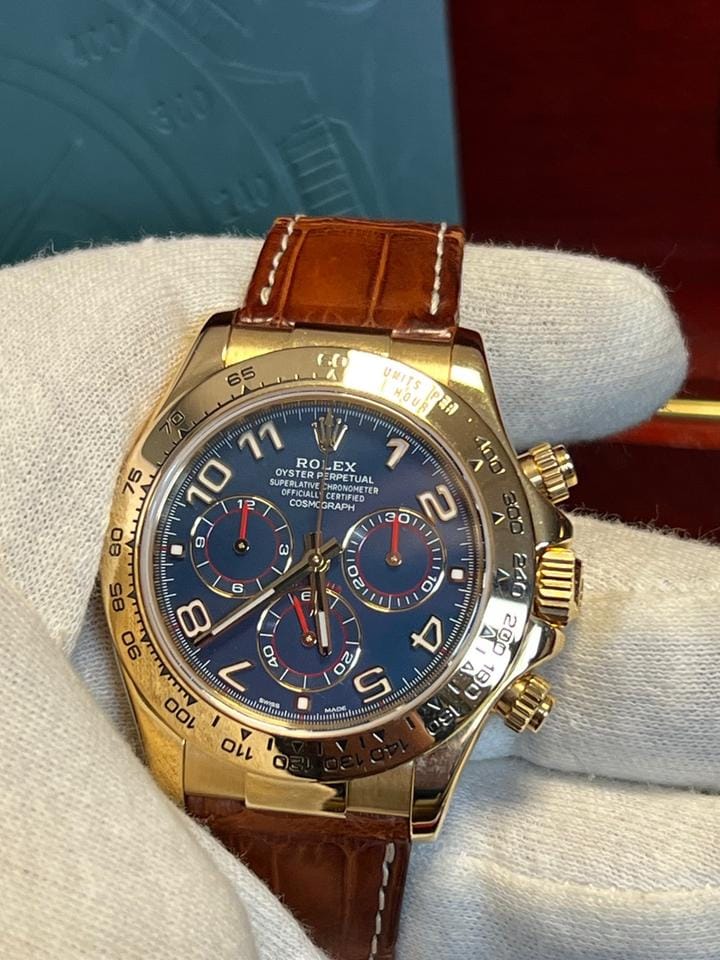 Rolex | Daytona | 116518 | Yellow gold | 40 mm | Blue | Automatic