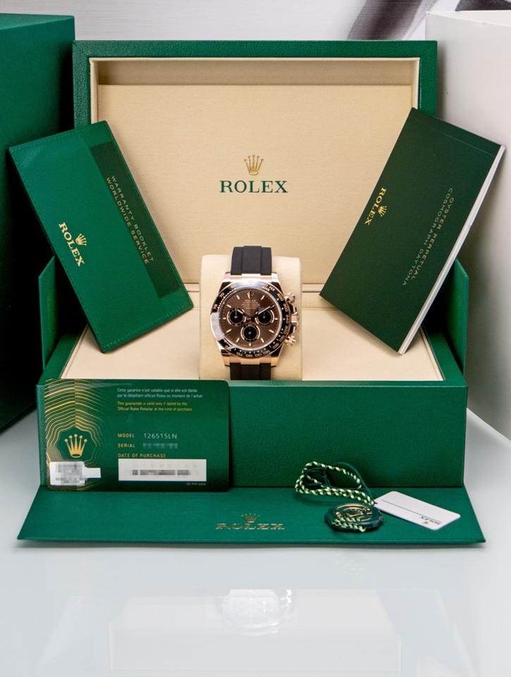 Rolex | Daytona | 126515LN | Rose gold | 40 mm | Rubber | Silver | Automatic