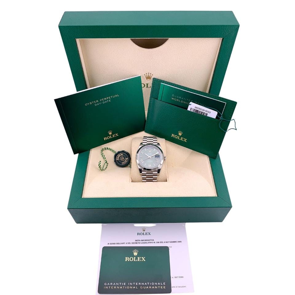 Rolex | Day-Date | 228239-0007 | White gold | 40 mm | White gold | Blue | Automatic