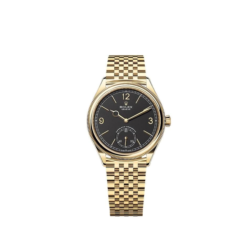 Rolex | 1908 | 52508-0007 | Yellow gold | 39 mm | Yellow gold | Black | Automatic