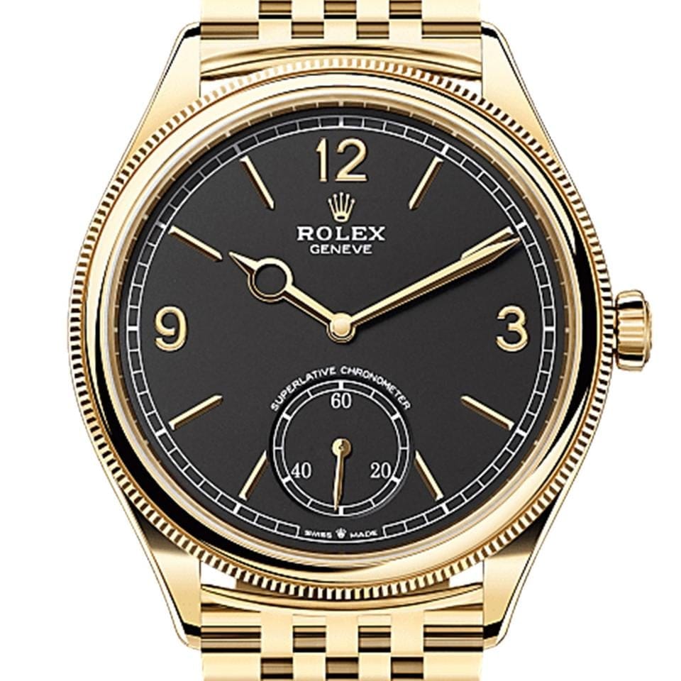 Rolex | 1908 | 52508-0007 | Yellow gold | 39 mm | Yellow gold | Black | Automatic