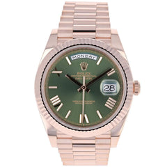Rolex | Day-Date | 228235 | Rose gold | 40 x 47 mm | Rose gold | Green | Automatic