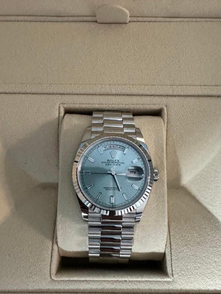 Rolex | Day-Date | 128236 | Platinum | 36 mm | Platinum | Turquoise | Automatic