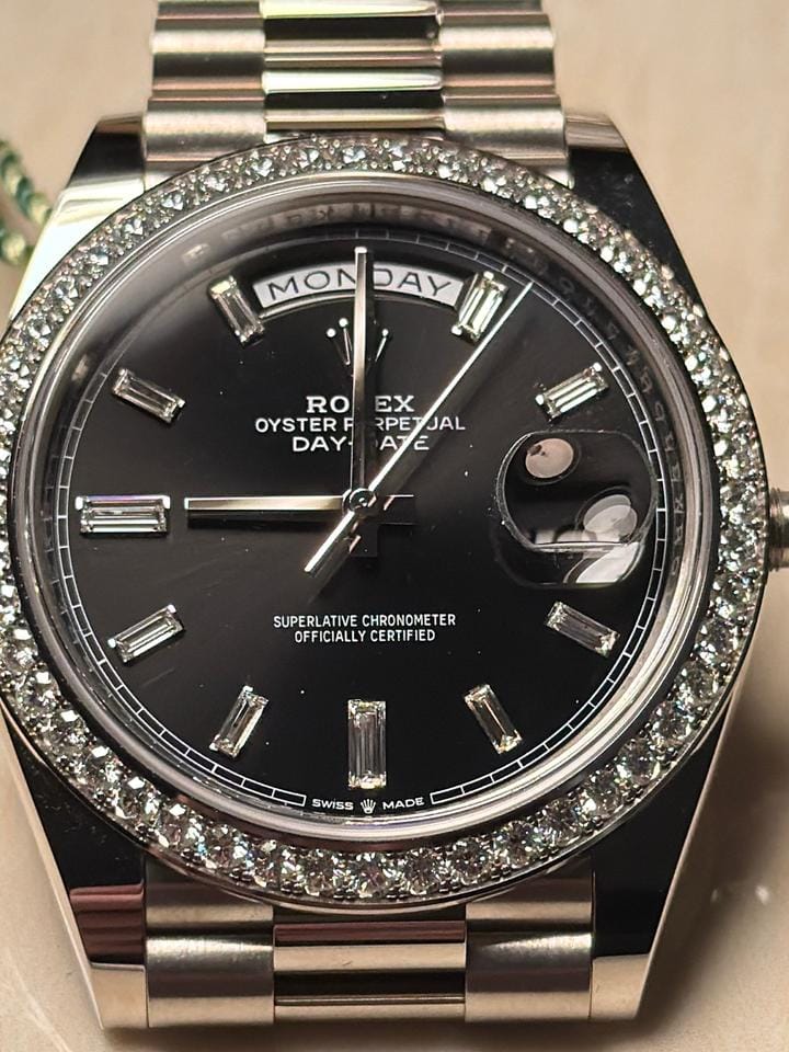 Rolex | Day-Date | 228349RBR | White gold | 40 mm | White gold | Black | Automatic