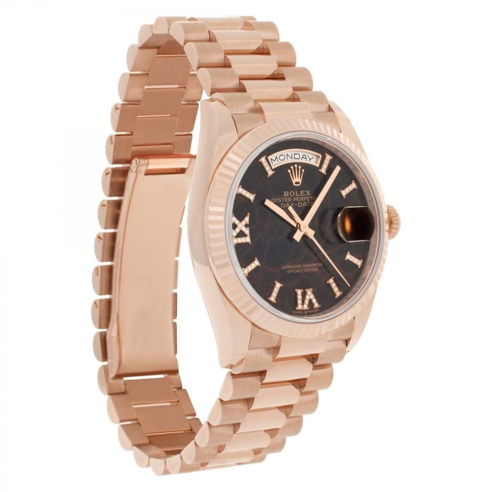 Rolex | Day-Date | 128345RBR | Rose gold | 36 mm | Rose gold | Brown | Automatic
