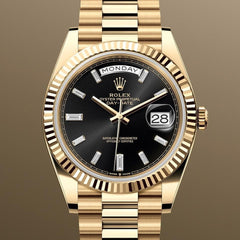 Rolex | Day-Date | 228238 | Yellow gold | 40 x 47 mm | Yellow gold | Black | Automatic