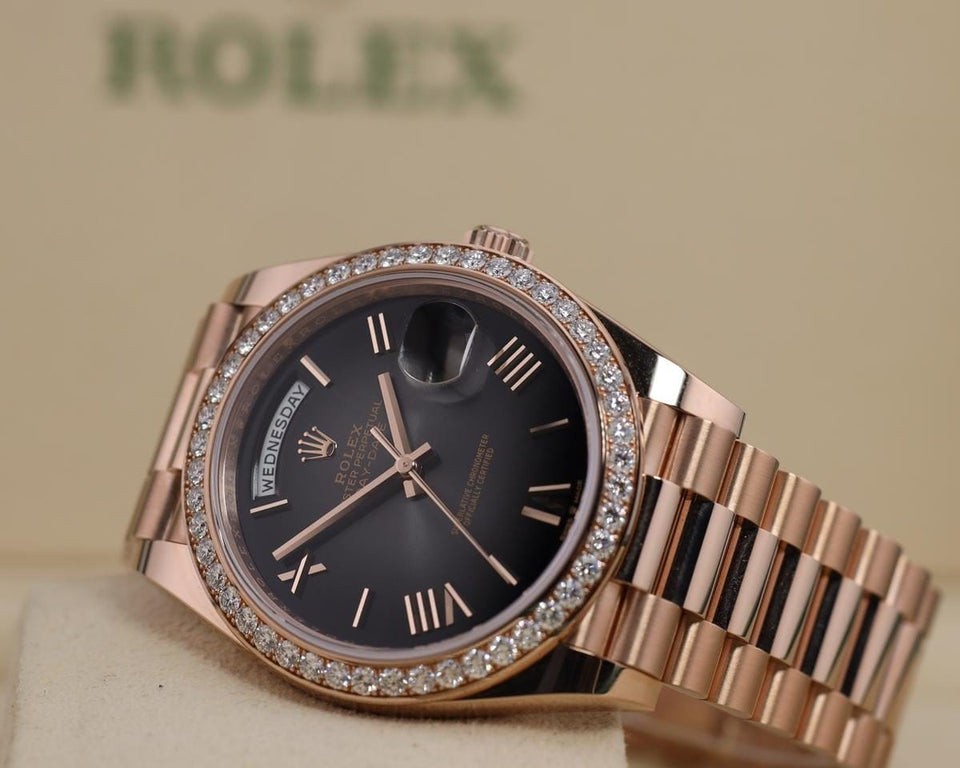 Rolex | Day-Date | 228345RBR | Red gold | 40 x 48 mm | Rose gold | Brown | Automatic