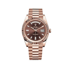 Rolex | Day-Date | 228235 | Rose gold | 42 mm | Rose gold | Brown | Automatic