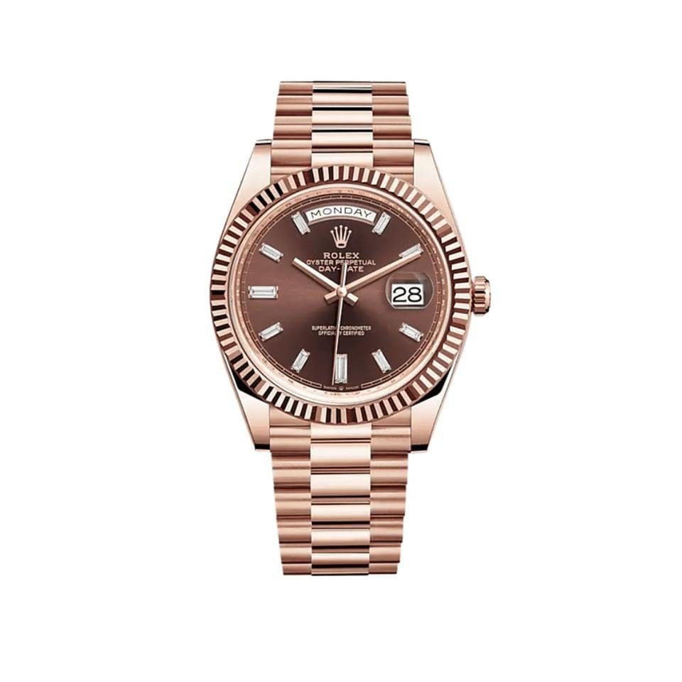 Rolex | Day-Date | 228235 | Rose gold | 42 mm | Rose gold | Brown | Automatic