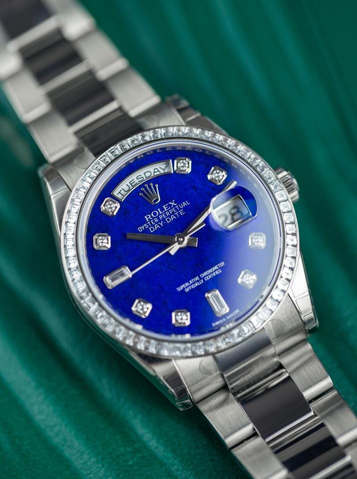 Rolex | Day-Date | 118399BR | White gold | 36 mm | White gold | Blue | Automatic