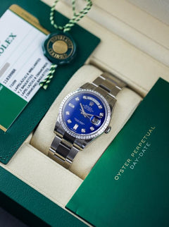 Rolex | Day-Date | 118399BR | White gold | 36 mm | White gold | Blue | Automatic