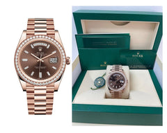 Rolex | Day-Date | 228345RBR-0006 | Rose gold | 40 mm | Rose gold | Brown | Automatic