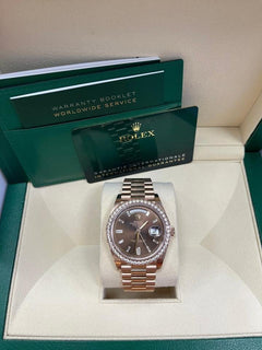 Rolex | Day-Date | 228345RBR-0006 | Rose gold | 40 mm | Rose gold | Brown | Automatic