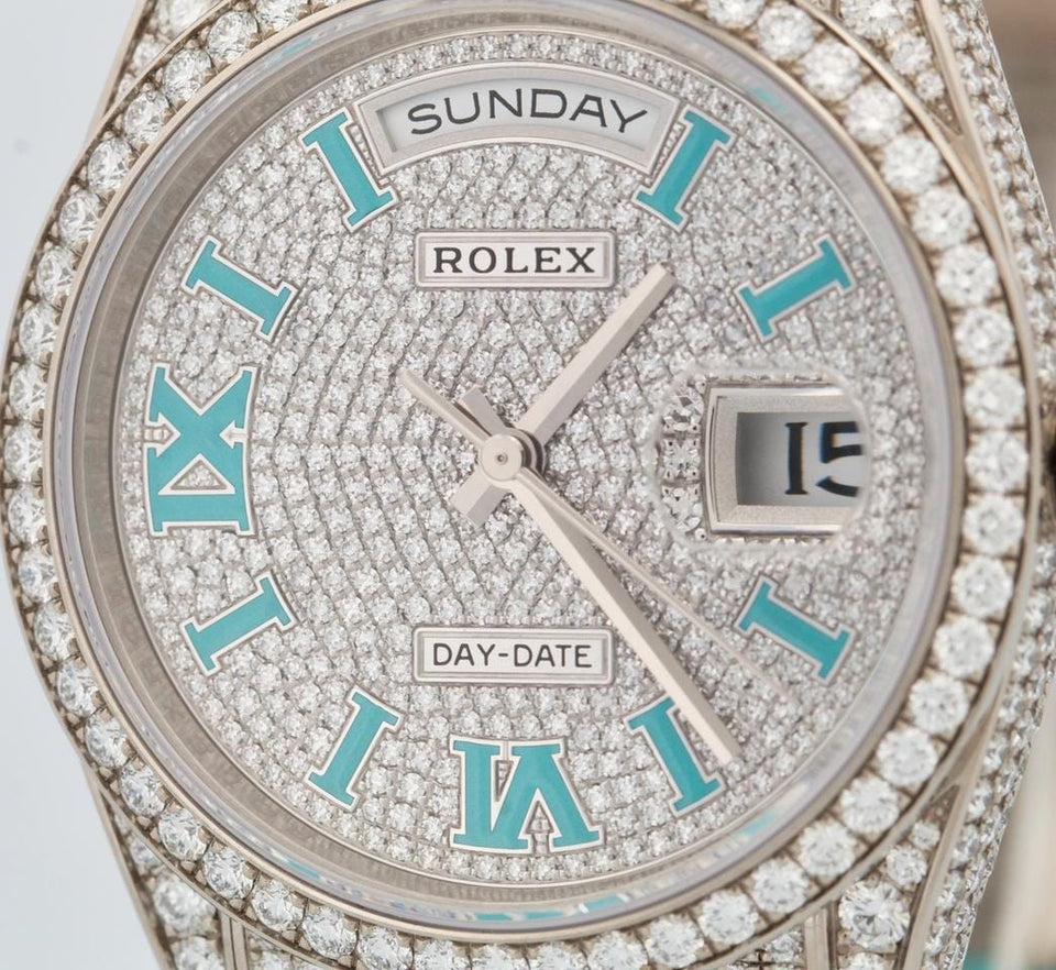 Rolex | Day-Date | 128159RBR | White gold | 36 mm | Leather | Automatic