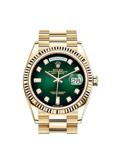 Rolex | Day-Date | 128348 | Yellow gold | Gold/Steel | Green | Automatic