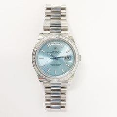 Rolex Day-Date 40President 40 Platinum Baguette Diamond Ice Blue Dial 228396TBR