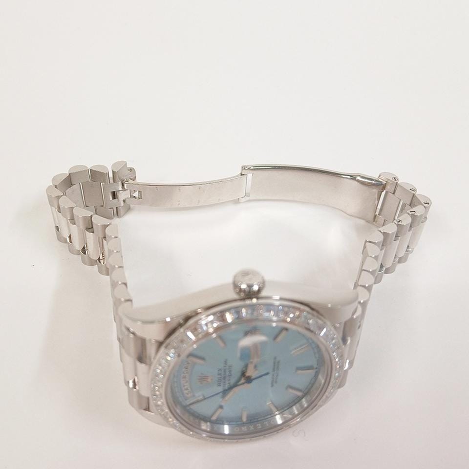 Rolex Day-Date 40President 40 Platinum Baguette Diamond Ice Blue Dial 228396TBR