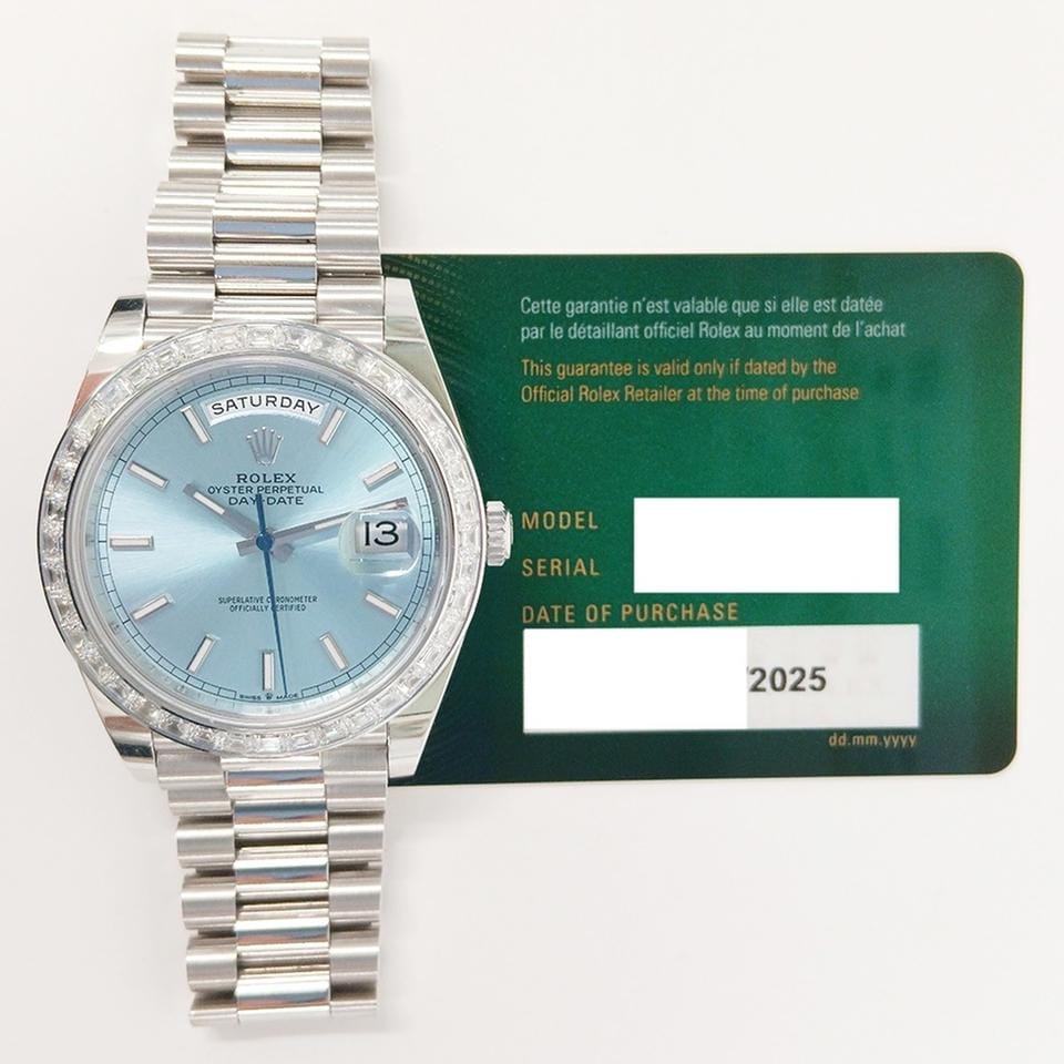 Rolex Day-Date 40President 40 Platinum Baguette Diamond Ice Blue Dial 228396TBR