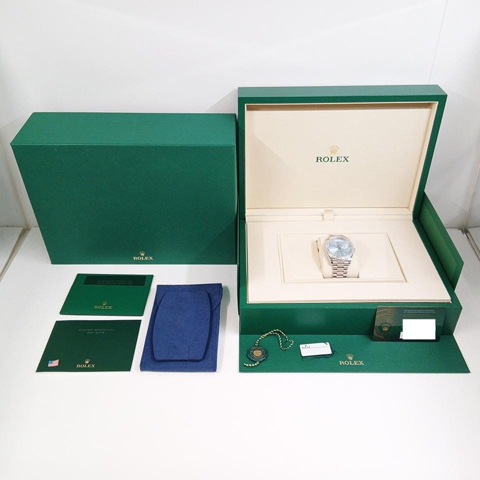 Rolex Day-Date 40President 40 Platinum Baguette Diamond Ice Blue Dial 228396TBR