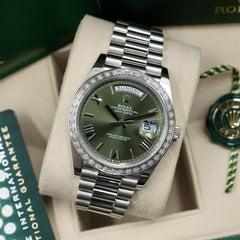 Rolex | Day-Date | 228396TBR | Platinum | 40 x 48 mm | Platinum | Green | Automatic