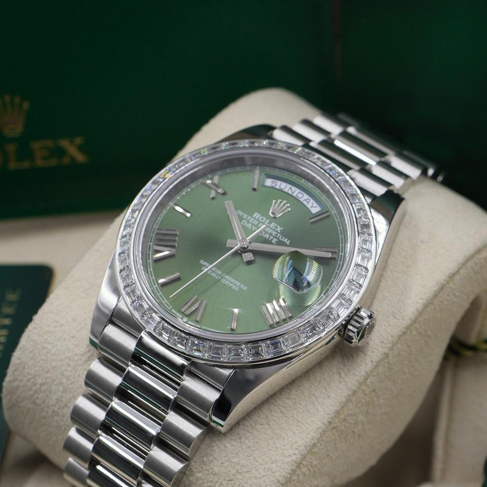 Rolex | Day-Date | 228396TBR | Platinum | 40 x 48 mm | Platinum | Green | Automatic