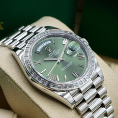 Rolex | Day-Date | 228396TBR | Platinum | 40 x 48 mm | Platinum | Green | Automatic