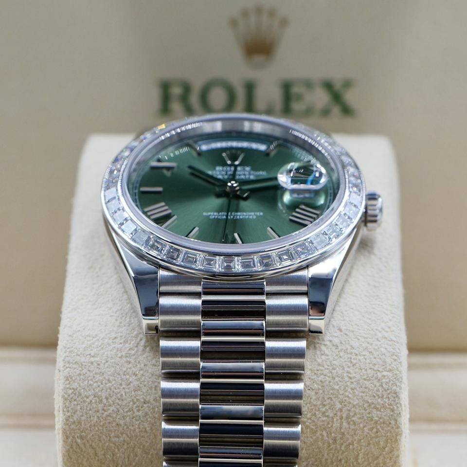 Rolex | Day-Date | 228396TBR | Platinum | 40 x 48 mm | Platinum | Green | Automatic