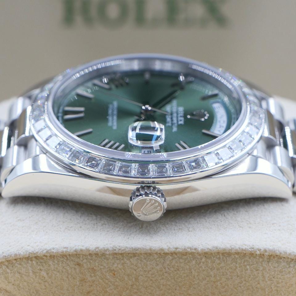 Rolex | Day-Date | 228396TBR | Platinum | 40 x 48 mm | Platinum | Green | Automatic