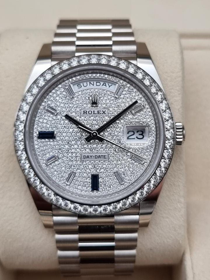 Rolex | Day-Date | 228349RBR | White gold | 40 x 48 mm | White gold | White | Automatic