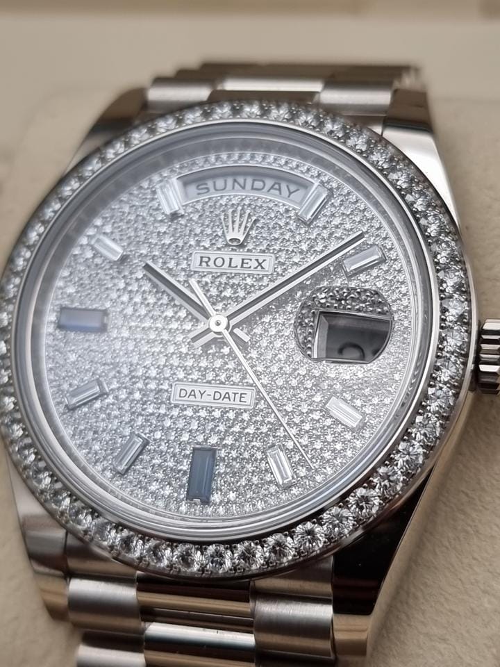 Rolex | Day-Date | 228349RBR | White gold | 40 x 48 mm | White gold | White | Automatic