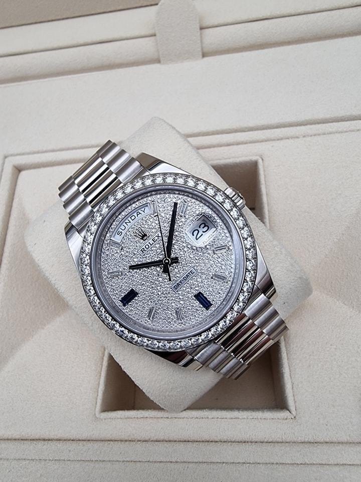 Rolex | Day-Date | 228349RBR | White gold | 40 x 48 mm | White gold | White | Automatic
