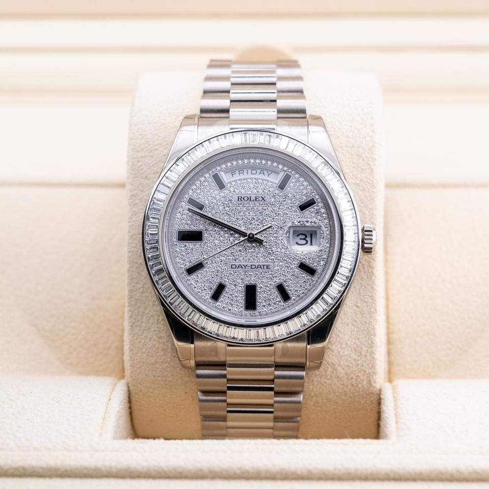 Rolex | Day-Date | 218399 | White gold | 41 mm | White gold | Silver | Automatic