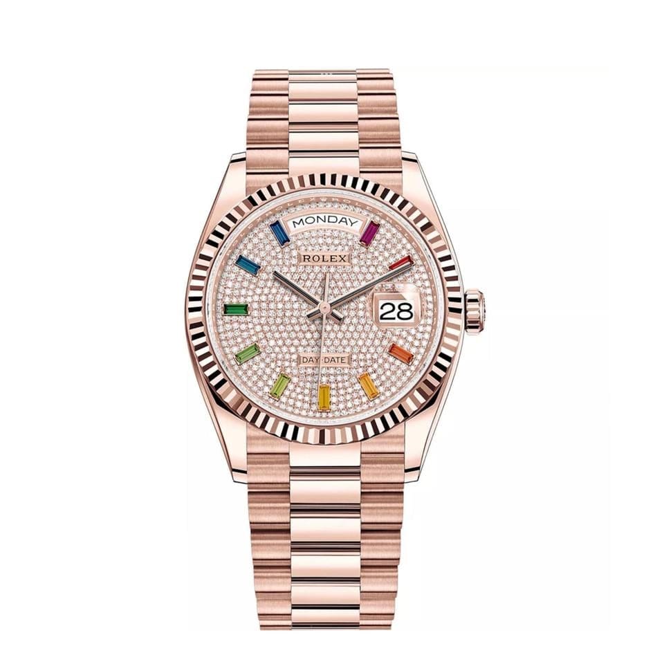 Rolex | Day-Date | 128235 | Rose gold | 36 x 43 mm | Rose gold | Skeletonized | Automatic