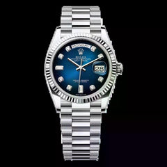 Rolex | Day-Date | 128236-0005 | 36 mm | Platinum | Blue | Automatic